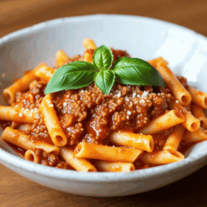 Pasta Bolognese. Parmesan optional
