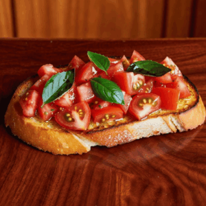 Tomato & Basil Brushcetta with Olive Oil, Basil, & Oregano