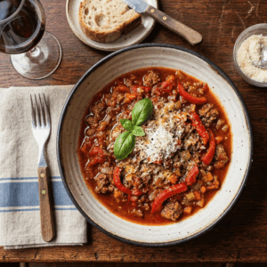 Homemade Bolognese in a Red Pepper & Tomato Ragu