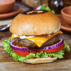 Veggie Burger with cheddar cheese & garlic mayonnaise