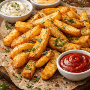Handcut Chips with choice of dips.
